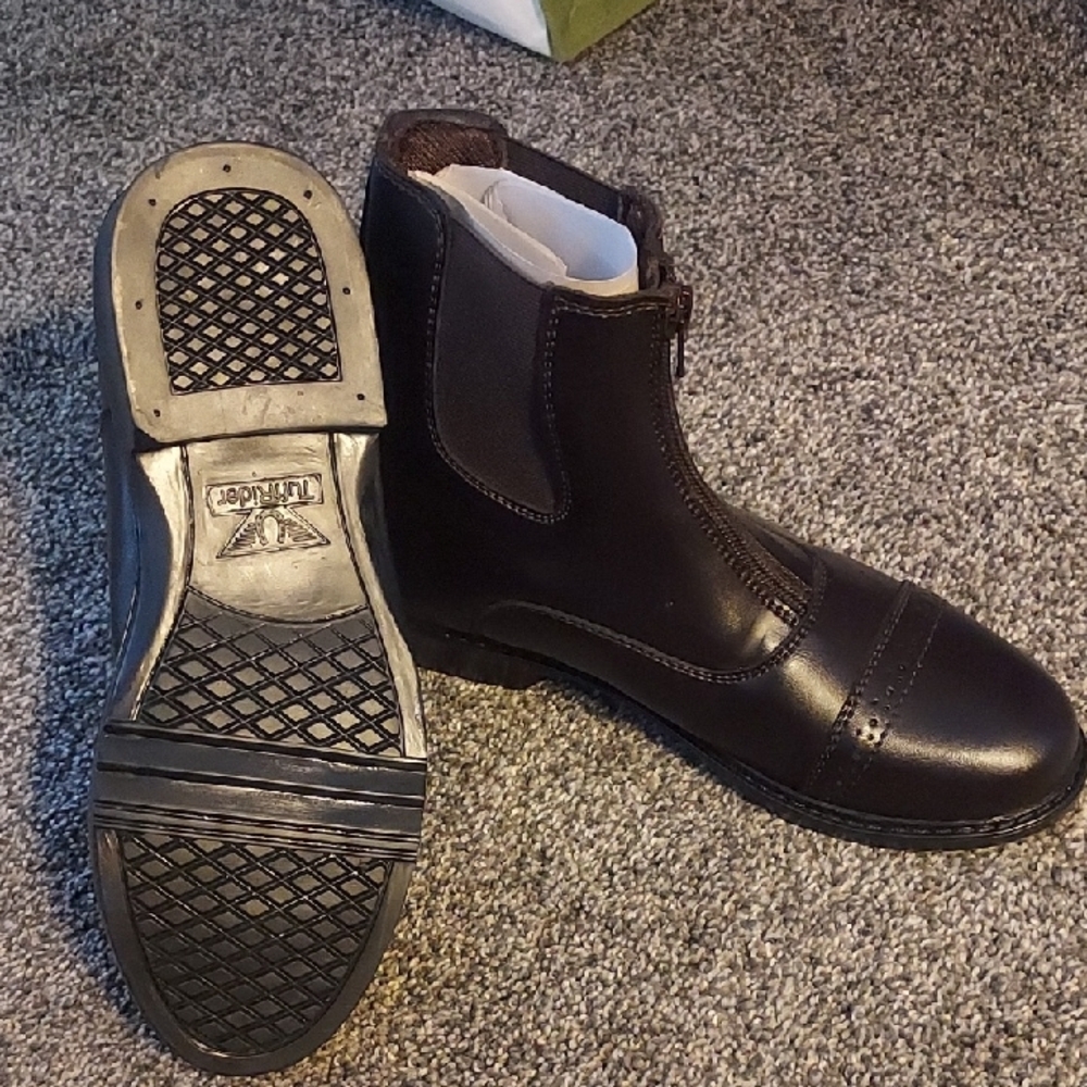Women's Brown Leather Zip Front Ankle Boots - Picture 3 of 4